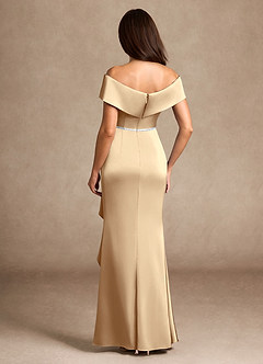 Azazie Dareia Kleider für die Brautmutter Meerjungfrau-Linie Schulterfrei Stretch-Satin Kleid Champagner image2