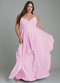 Azazie Zaina Bridesmaid Dresses Candy Pink A-Line Chiffon Dress image9