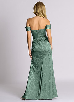 Azazie Saige Brudtärnklänningar Klä av Sjöjungfru i Jacquard Av axeln Eukalyptus image8