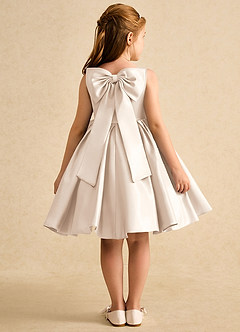 Azazie Jessie Flower Girl Dresses White Alabaster A-Line Bow Matte Satin Dress image1