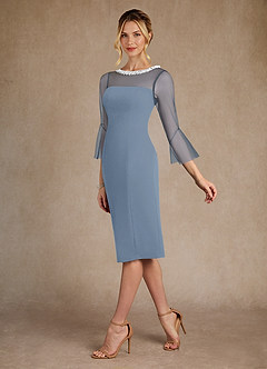 Azazie Bellevue Mother of the Bride Dresses Dusty Blue Sheath Beaded Stretch Crepe Dress image5