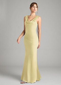 Azazie Rylina Bridesmaid Dresses Lemon Sorbet Mermaid Stretch Satin Dress image4