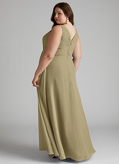 Azazie Flora Bridesmaid Dresses Moss Green A-Line Pleated Chiffon Dress image11