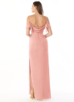 Azazie Emeralda Robes de demoiselle d'honneur Robe Fourreau en Mousseline de soie Épaule décolletée Rosette image2