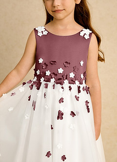 Azazie Eleni Flower Girl Dresses Ivory Desert Rose Ball-Gown Bow Tulle Dress image7