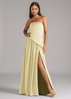 Azazie Adeline Bridesmaid Dresses Lemon Sorbet A-Line Strapless Stretch Satin Convertible Dress image1