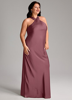 Azazie Doretta Bridesmaid Dresses Desert Rose Mermaid Pleated Stretch Satin Dress image9