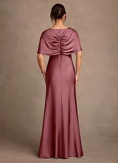 Azazie Dosia 신부의 어머니 드레스 쉬스 주름진 스트레치 새틴 플로어 길이 드레스 image3