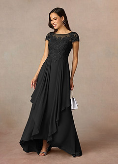 Azazie Lunda Mother of the Bride Dresses Black A-Line Lace Chiffon Dress image2