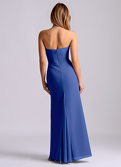 Azazie Debby Bridesmaid Dresses Royal Blue Mermaid Strapless Chiffon Dress image2