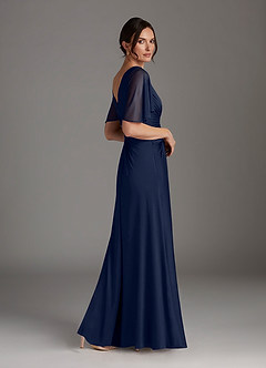 Azazie Sicily Mother of the Bride Dresses Dark Navy A-Line Pleated Jersey Dress image4
