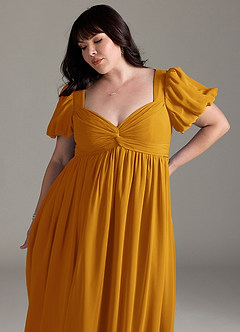 Azazie Madisynn Zwangerschaps Bruidsmeisjekleding Boog Chiffon Vloerlengte Jurk image9