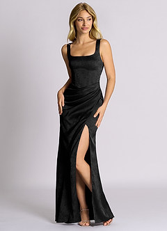 Azazie Mero 신부 들러리 드레스 인어 주름진 자카드 바닥 길이 드레스 image5