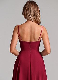 Azazie Elle Robes de demoiselle d'honneur Robe Trapèze en Mousseline de soie Plissée Bourgogne image2