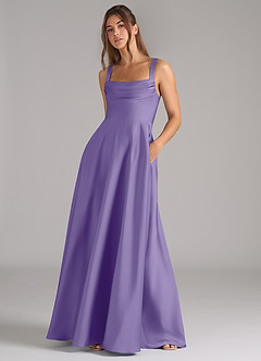Azazie Shaude Bridesmaid Dresses Tahiti A-Line Pleated Stretch Satin Dress image4