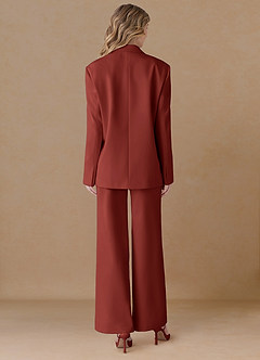 front Amelia Terracotta Refined Weave Performance Oversized Blazer