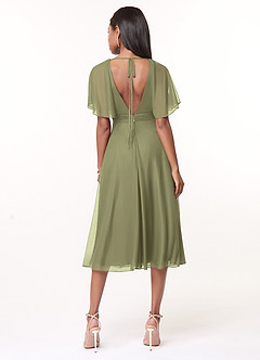 Azazie Tinsley Bridesmaid Dresses Pistachio A-Line Pleated Mesh Dress image2