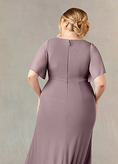 Azazie Selah Mother of the Bride Dresses Dusk A-Line V-Neck ruched Mesh Dress image7