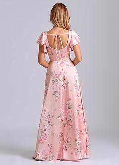 Azazie Bondi Bridesmaid Dresses Rosy Floral Bloom A-Line Bow Stretch Satin Dress image3