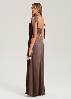 Azazie Frostine Bridesmaid Dresses Ganache A-Line Bow Stretch Satin Dress image6