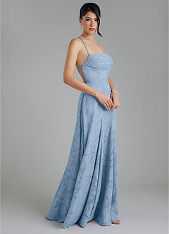 Azazie Tatum Robes de demoiselle d'honneur Robe Trapèze en Blumen-Burnout Corset Poudre Bleue image8
