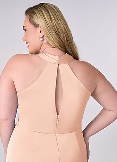 Barbie ♥ Azazie Bridesmaid Dresses English Rose Sheath Stretch Satin Dress image11