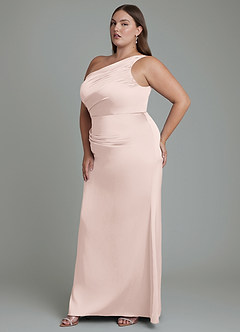 Azazie Akilah Brudtärnklänningar Klänning av Sjöjungfru i Stretch Satin One-shoulder Rodnande Rosa image11