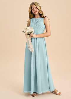 Azazie Skyla Junior A-Linie Plissee Chiffon Kleid Seegrün image5