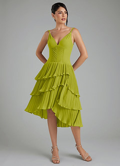 Azazie Rosa Bridesmaid Dresses Lemongrass A-Line Pleated Chiffon Dress image5