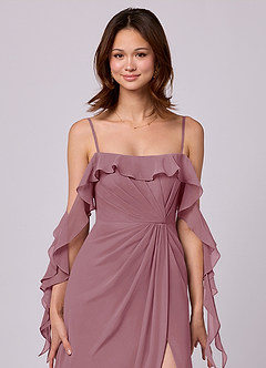 Barbie ♥ Azazie Bridesmaid Dresses Vintage Mauve A-Line Off the Shoulder Chiffon Convertible Dress image2