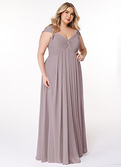 Azazie Kaitlynn Bridesmaid Dresses Dusk Empire Ruched Chiffon Convertible Dress image12