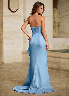 Liorah Azul Menta Vestido de fiesta sin tirantes image3