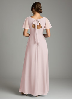 Azazie Kimber Bridesmaid Dresses Blushing Pink A-Line Flounce Sleeve Chiffon Dress image3