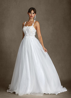 Azazie Gabrielle Wedding Dresses Diamond White Ball-Gown Tulle Dress image1