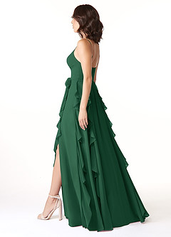 Azazie Peyton Bridesmaid Dresses Dark Green A-Line Ruched Chiffon Dress image8