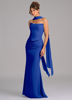 Azazie Sorrel Vestidos de madrinha de casamento Vestido Royal Blue de Chiffon de sereia com Espartilho image5