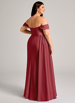 Azazie Amyra Bridesmaid Dresses Pomegranate Sheath Off the Shoulder Chiffon Convertible Dress image14