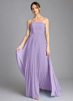 Azazie Mariana Vestidos de damas de honor Vestido de Lila de Gasa de Corte en A con Sin tirantes image1