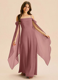 Azazie Moana Junior Linia A Pofałdowany Szyfon Długość podłogi Młodsza druhna Sukienka image1