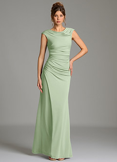 Azazie Chantal Bridesmaid Dresses Dusty Sage Mermaid Pleated Premium Stretch Jersey Dress image5