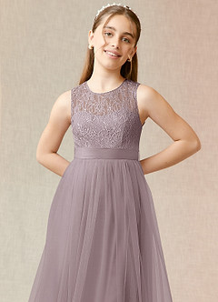Azazie Georgette Junior Dusk A-Line Lace Tulle Dress image5