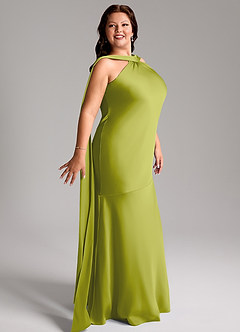 Azazie Kinsley Brautjungfernkleider Meerjungfrau-Linie Seitliche Cut-Outs Stretch-Satin Kleid Zitronengras image11
