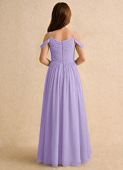 Azazie Chelo Girls Formal Robe Demoiselle D'honneur Fillette Robe Trapèze en Mousseline de soie Plissée Lilas image2