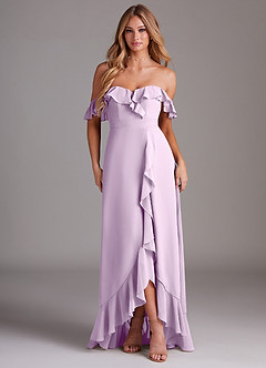 Azazie Lyra Bridesmaid Dresses Frosted Lilac A-Line Chiffon Convertible Dress image1