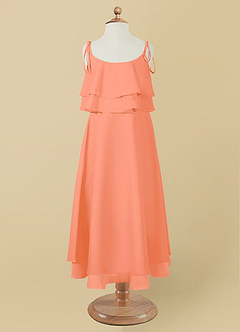 Azazie Temi Flower Girl Dresses Sunset A-Line Spaghetti Strap Chiffon Dress image10
