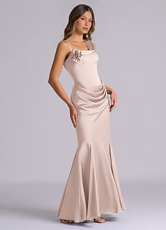 Azazie Inara Bridesmaid Dresses Blushing Pink Mermaid Pleated Stretch Satin Dress image5