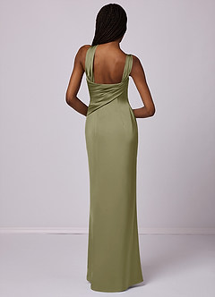 Barbie ♥ Azazie Bridesmaid Dresses Pistachio Mermaid One Shoulder Stretch Satin Dress image2
