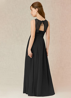 Azazie Bibiane Junior Black A-Line Pleated Chiffon Dress image5