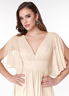 Azazie Temeka Bridesmaid Dresses White Alabaster A-Line Ruched Chiffon Dress image6