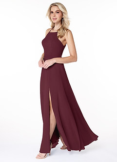 Azazie Bree Bridesmaid Dresses A-Line Side Slit Chiffon Floor-Length Dress image3